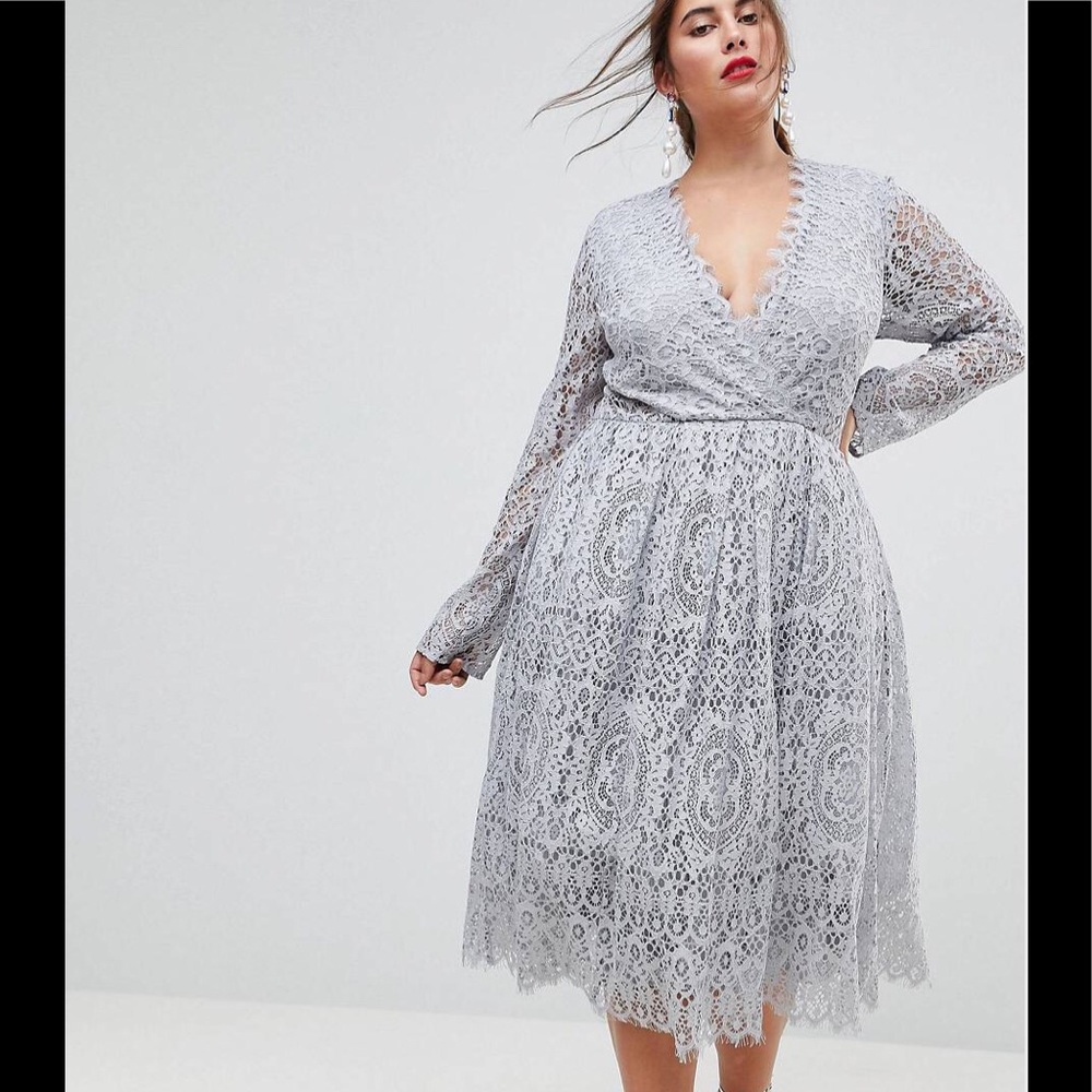 Fabulous Dove 🕊 Gray Lace Dress from ASOS Curve.